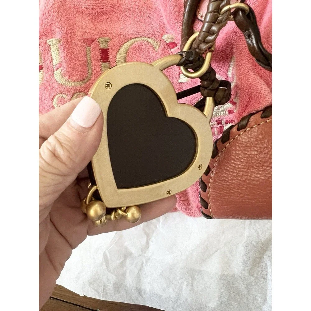Vintage Pink Juicy Couture Tote Bag Purse Handbag Daydreamer Terry Cloth Heart